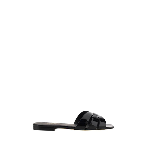 Saint Laurent Black Calf Leather Bos Taurus Sandals