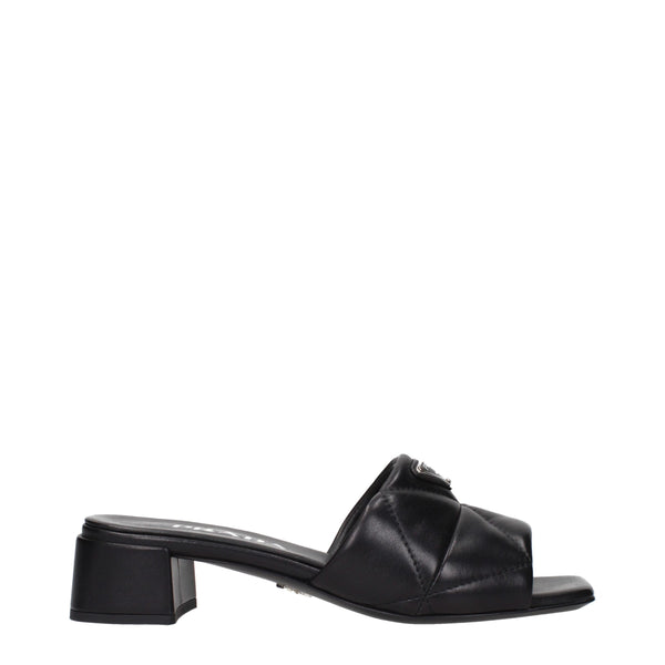 Prada Black Leather Flat Sandals