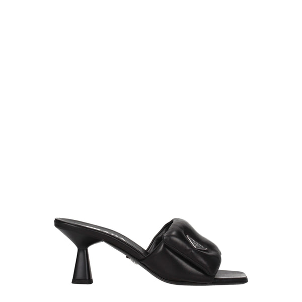Prada Black Leather Platform Sandals